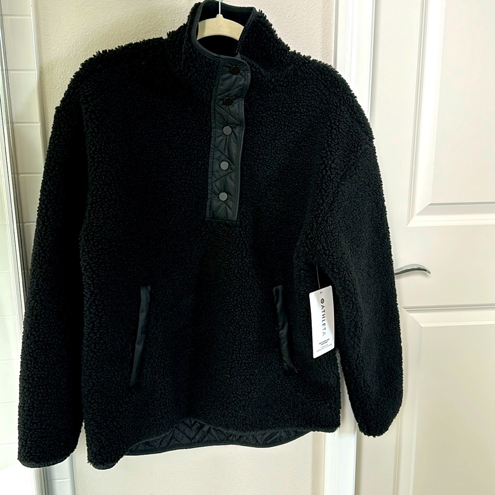 Athleta cozy Sherpa snap sweatshirt